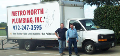 image of Metro North Plumbing truck and plumbers